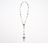 Connemara Marble Mother's Love Rosary Necklace, Silvertone/Blue